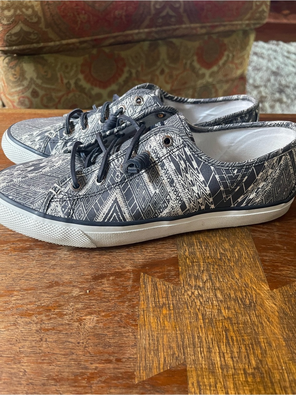 Sperry Black & White Geometric Low-Top Sneakers